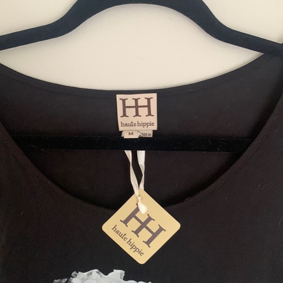 Haute-Hippie sleeveless tee in black. - Picture 3 of 4